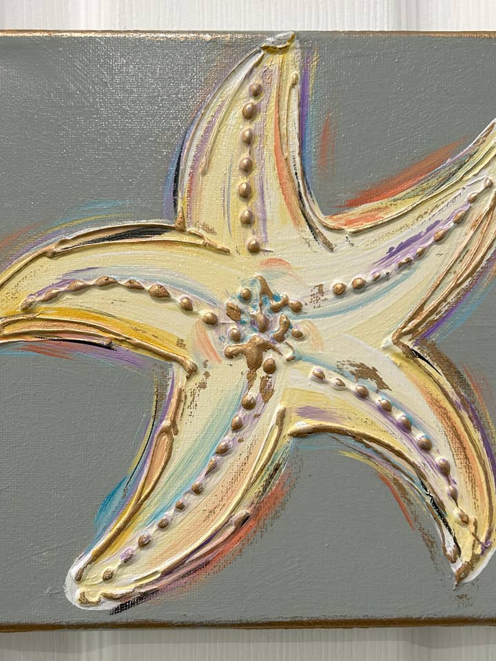 Starfish canvas art textured coastal beach tropical for wholesale by Coddiwomple