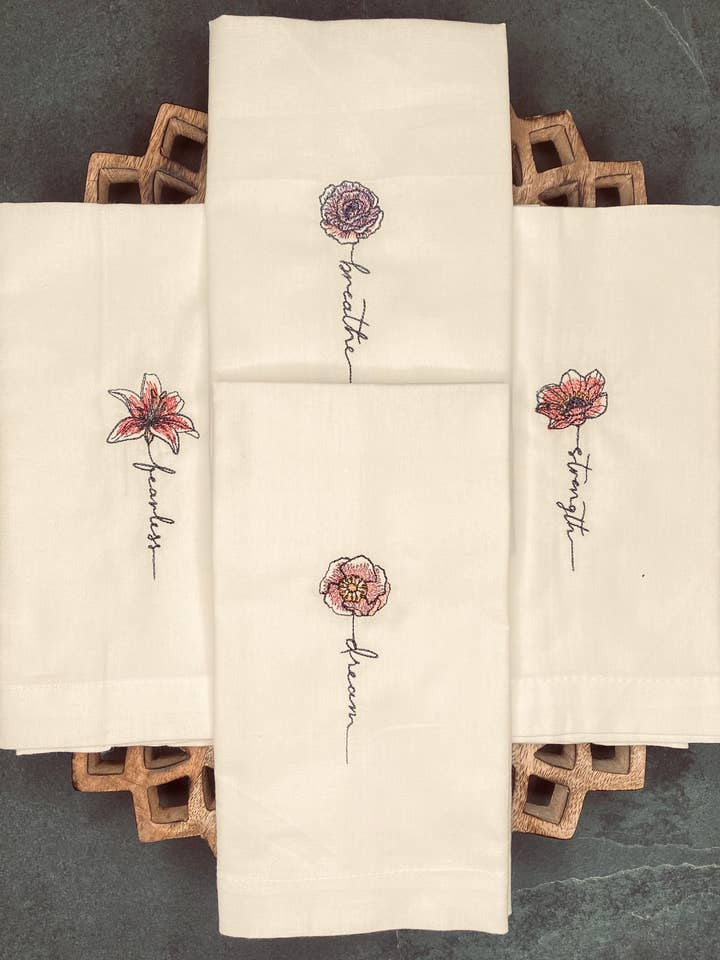 Inspo Flowers Cloth Napkins for wholesale by Lucky Penny LA