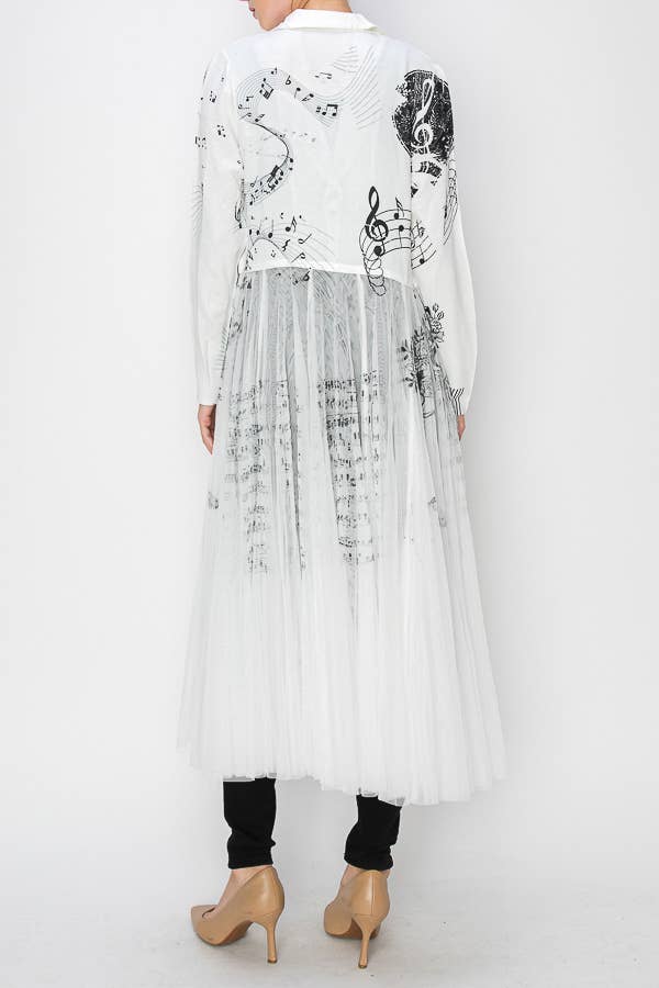 MS Chaqueta Blazer Larga de Contraste Chic con Panel de Tul de Malla - 4773IV MS de venta al por mayor en Faire2