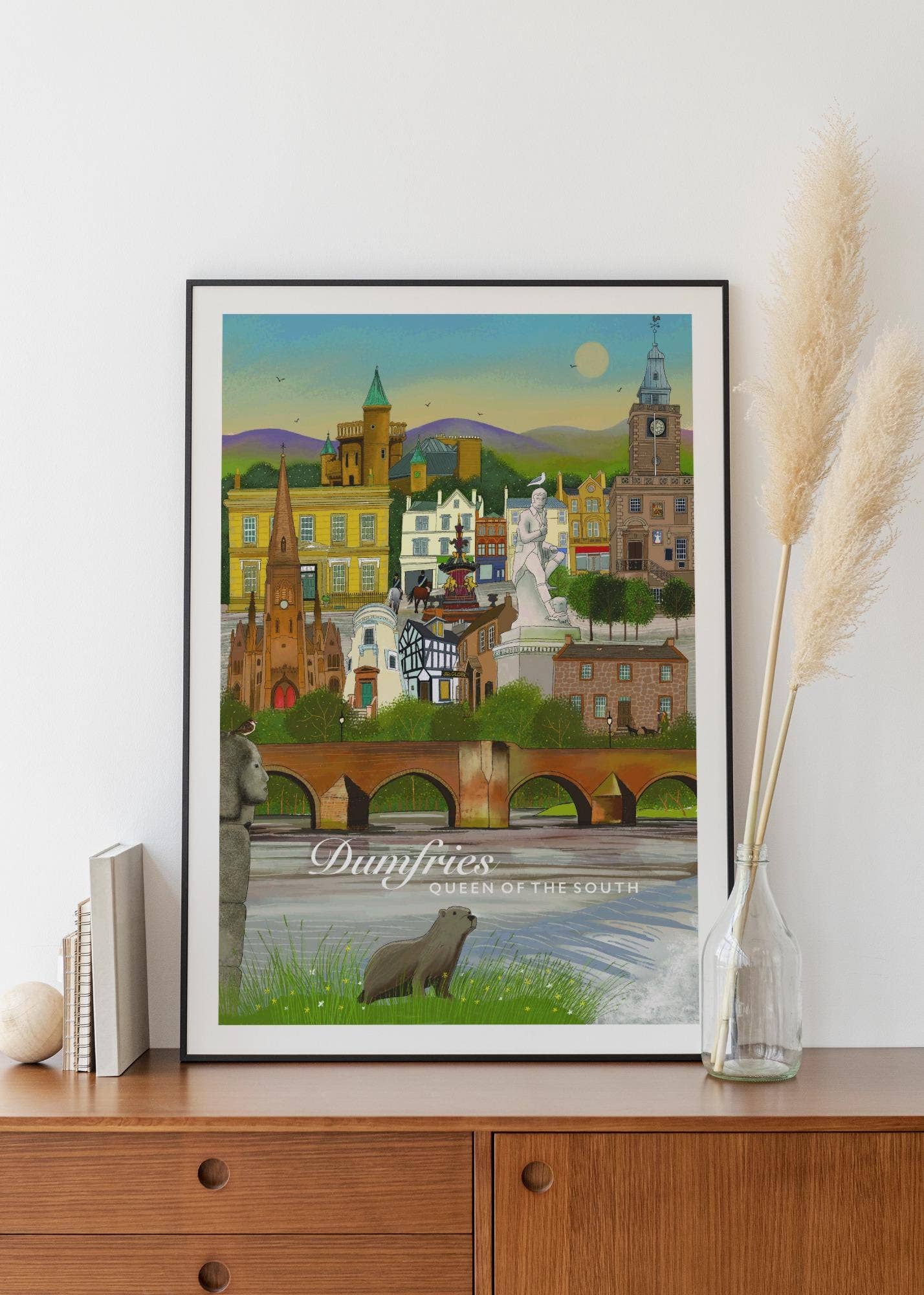 Galloway Arts - Wholesale Art Print - Dumfries, Queen of the South Travel Poster: Scotland Giclee Art Print1