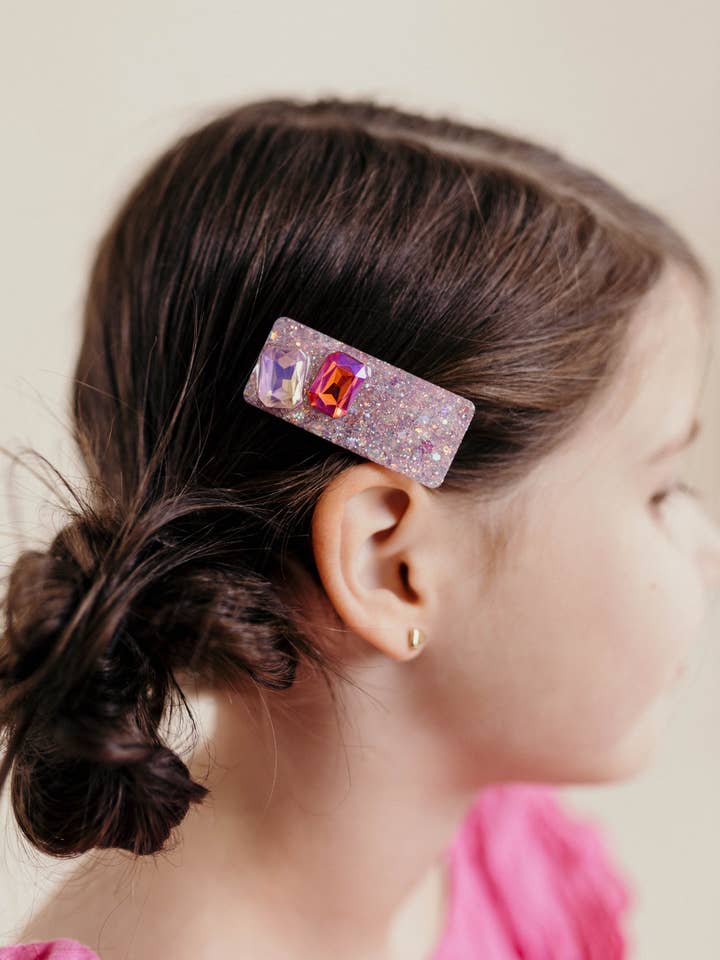 Gemstone Glitter Hair Clips for wholesale by Shared Joy Bows