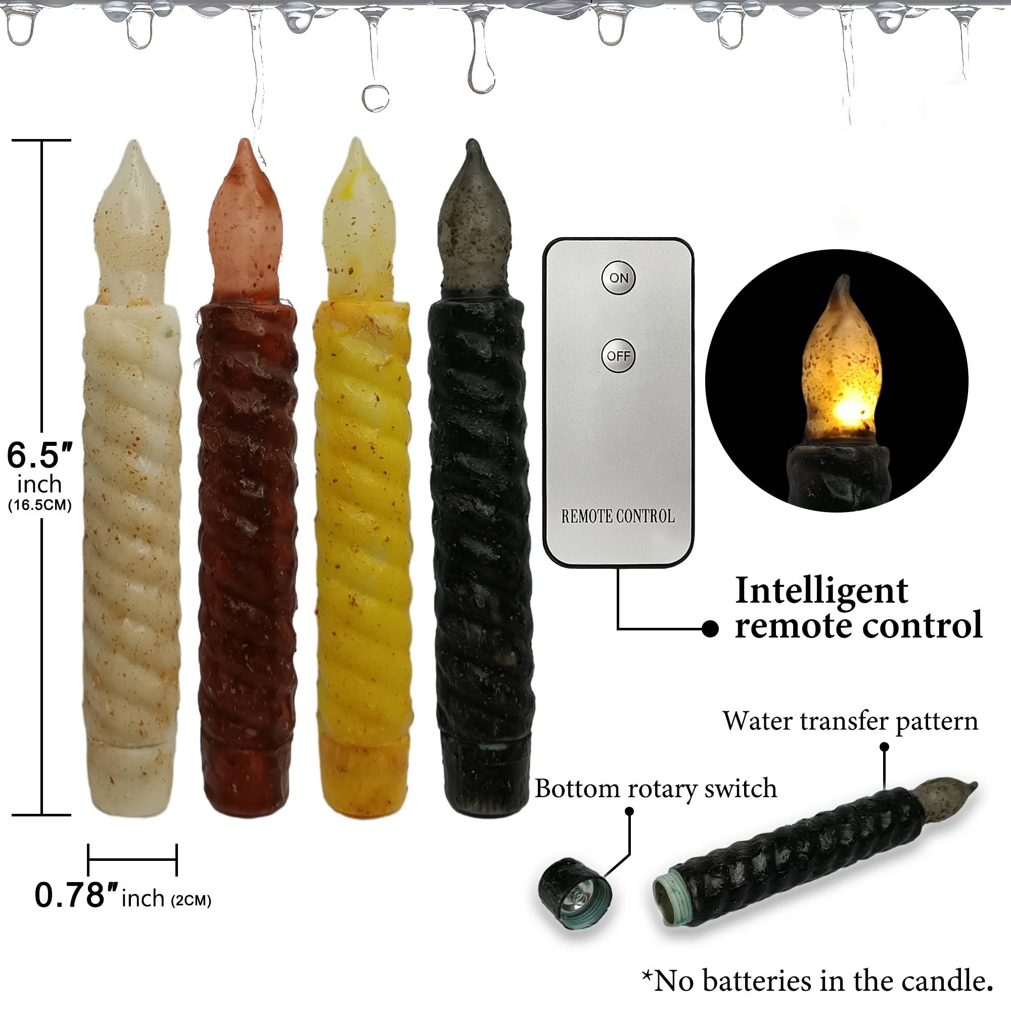 Candles Meta - Wholesale Tapered candle/candlestick - 6-Pack Real Wax Coated Remote Control LED Taper Candles3