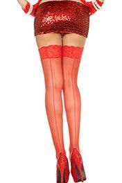 Lingerie Mart – Meias de licra – Mulher por atacado – Música Pernas Costura Costura e Topo em Renda Fishnet Tigh Hi ML49196