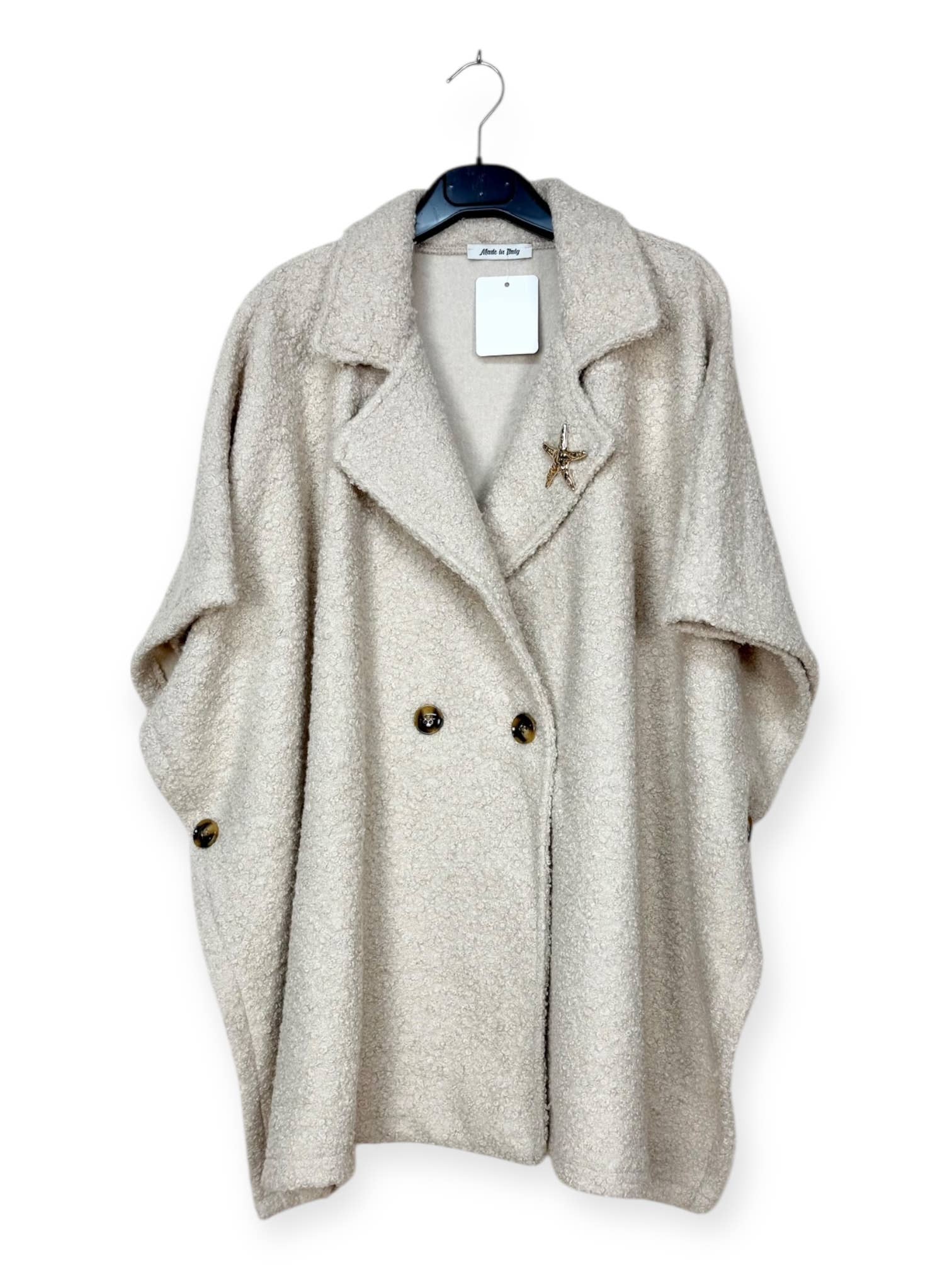 Lucky Nana - Wholesale Coat - Women's - AH 25101 - Double-Breasted Poncho Coat with Brooch4