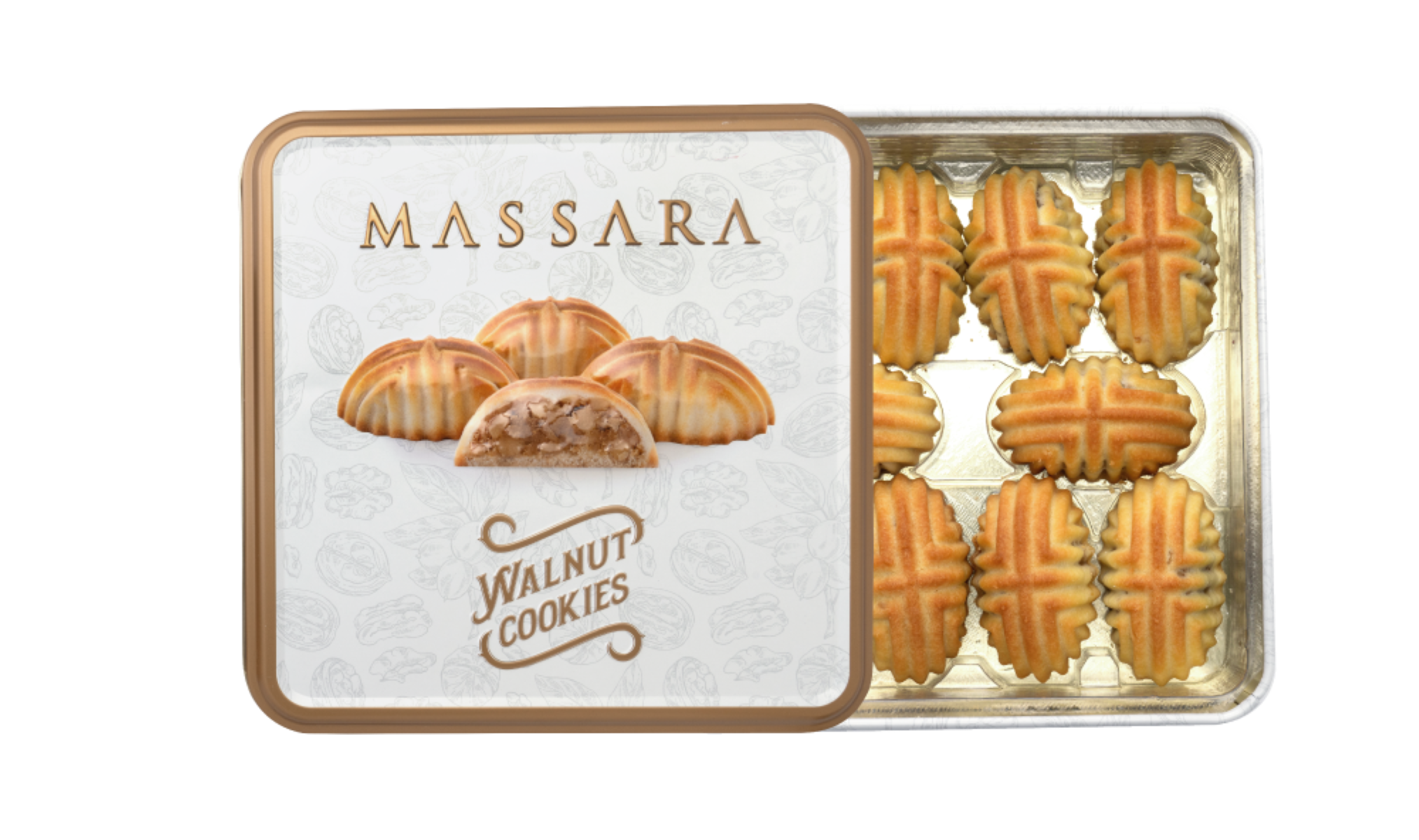 Biggbrands GmbH – wholesale Biscuit – Massara Walnut Cookies (Metal Packaging) 200 g0