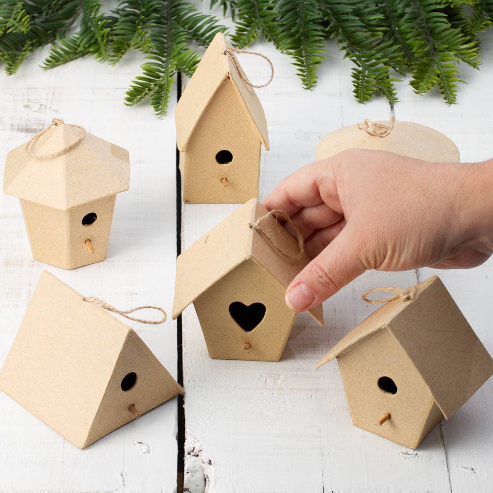 Factory Direct Craft - Vente Papier mâché - Nichoirs en papier mâché préfabriqués (ensemble de 6)2