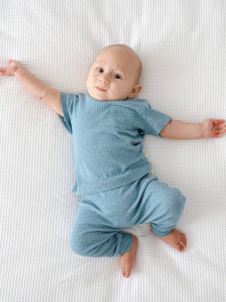 Lūmmi in Colour Babywear - Wholesale T-shirt – Baby - Comfy Baby T-Shirt - Heather Blue2