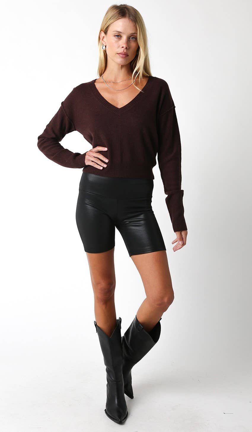 Olivaceous - Vente Pull en maille – femme - Chelsea Pull col V26
