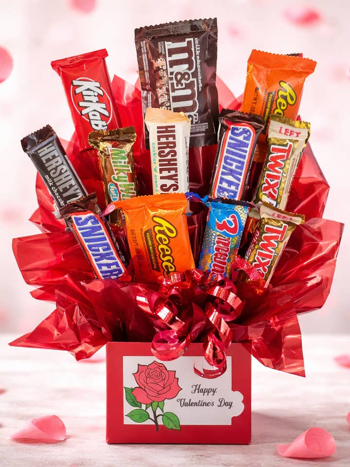 Bouquet de bonbons au chocolat dans une boîte de roses pour la Saint-Valentin (12 bonbons) pour la vente par So Sweet of You