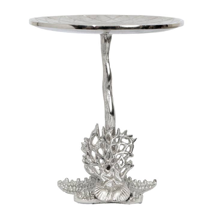Small Metal Starfish Cake Stand 6.25" D x8" H for wholesale by Vatican Homes
