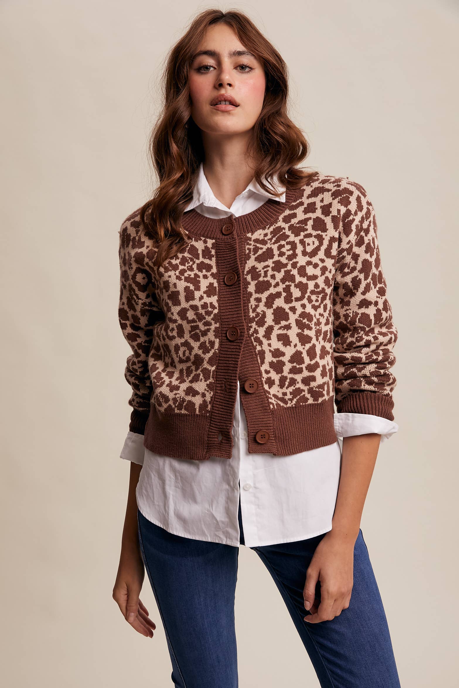 Listicle - Wholesale Cardigan - Women's - Leopard Knit Button-Up Cardigan LSW10015