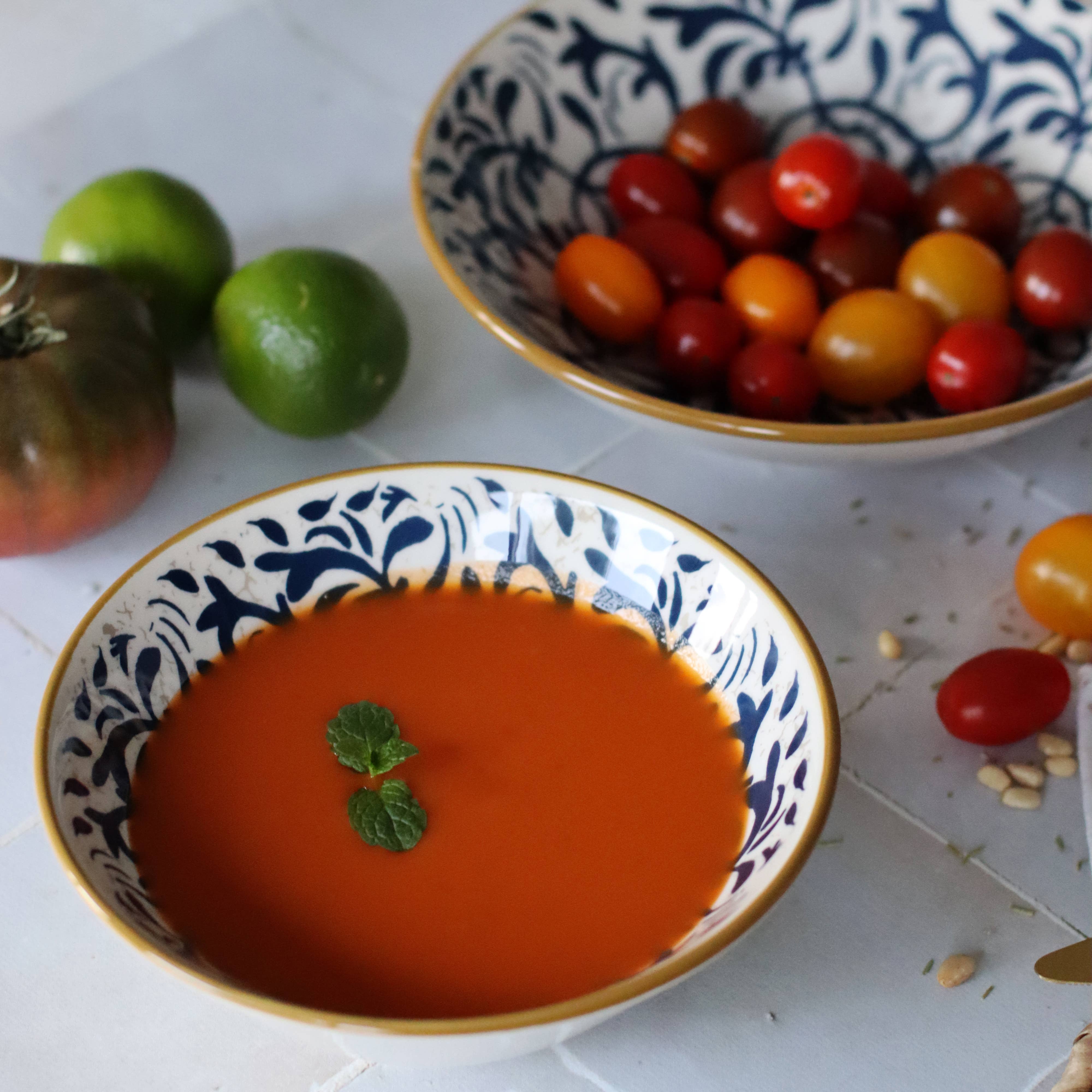 Novastyl - Wholesale Serve Bowl - HÉRACLÉE 500ml stoneware bowl with blue decoration1