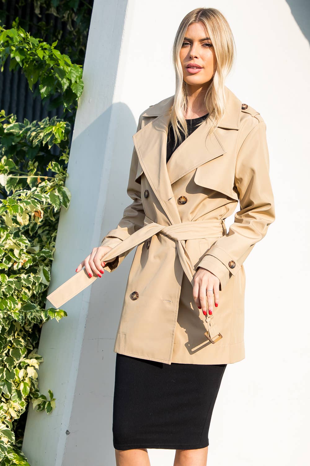 26 International - Wholesale Trench Coat - Women's - Nylon Like Midi Trench Coat With Belt9