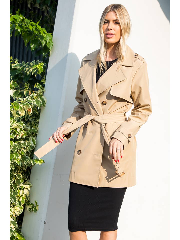 26 International - Wholesale Trench Coat - Women's - Nylon Like Midi Trench Coat With Belt9