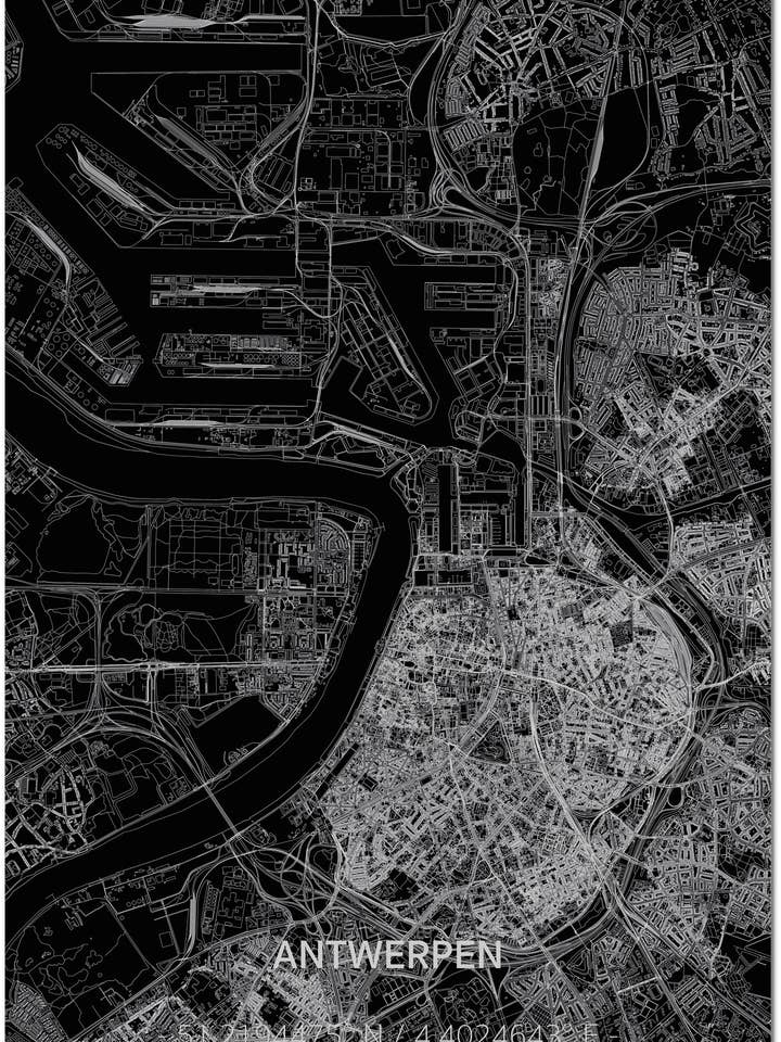 Citymap Antwerp XL | Aluminum wall decoration för wholesale av Brandthout.