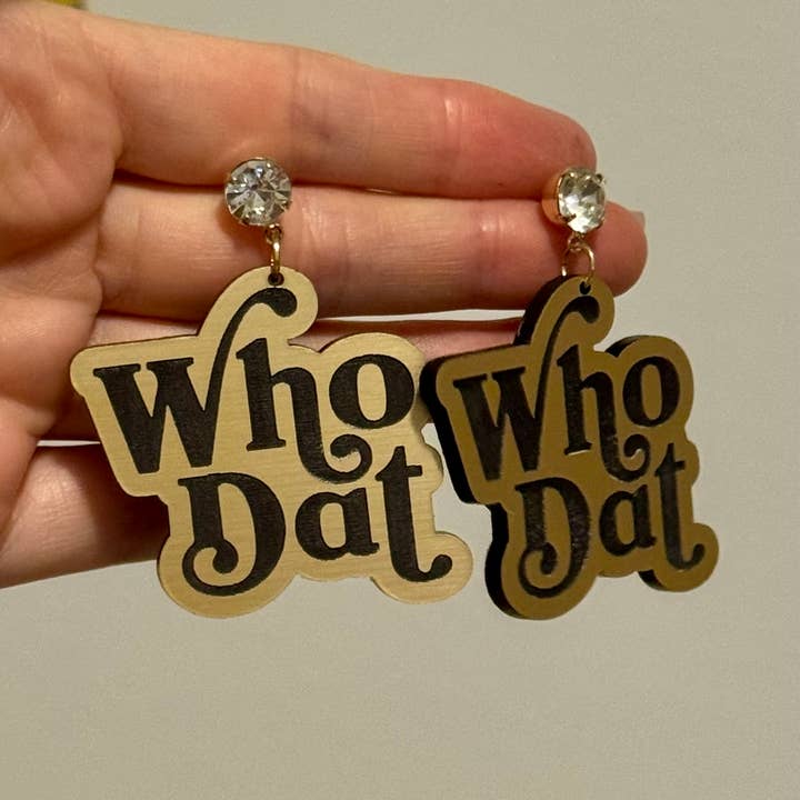 Louie Love - Wholesale Dangle Earrings - Black & Gold Saints Nola Football Gameday Acrylic Earrings5