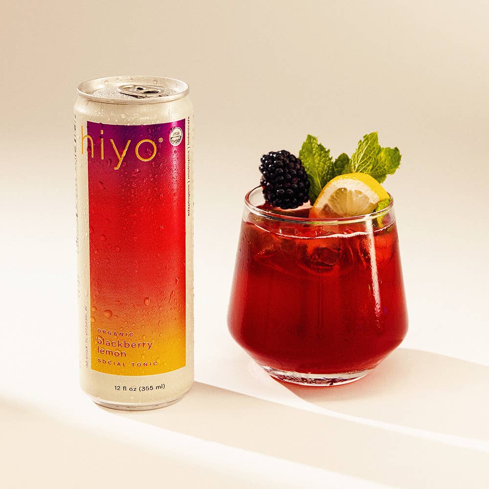 hiyo - Wholesale Non-Alcoholic Aperitif/Mocktail - blackberry lemon | organic social tonic | 4-packs3