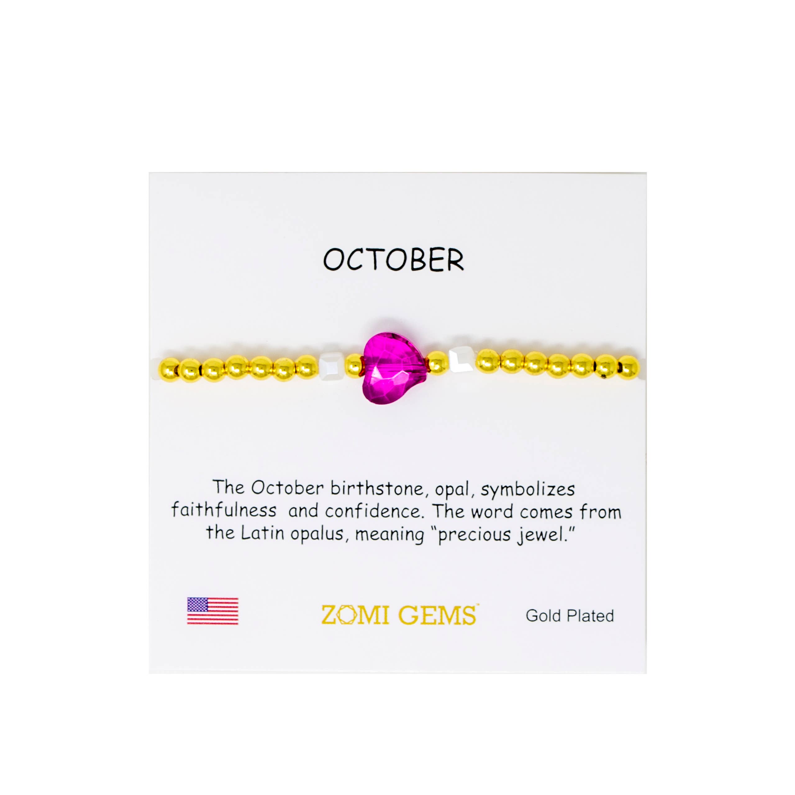 Tiny Treats and ZOMI GEMS - Wholesale Beaded Bracelet - Kids - Stretchy Gold Bead Heart Birthstone Bracelets for Kids8