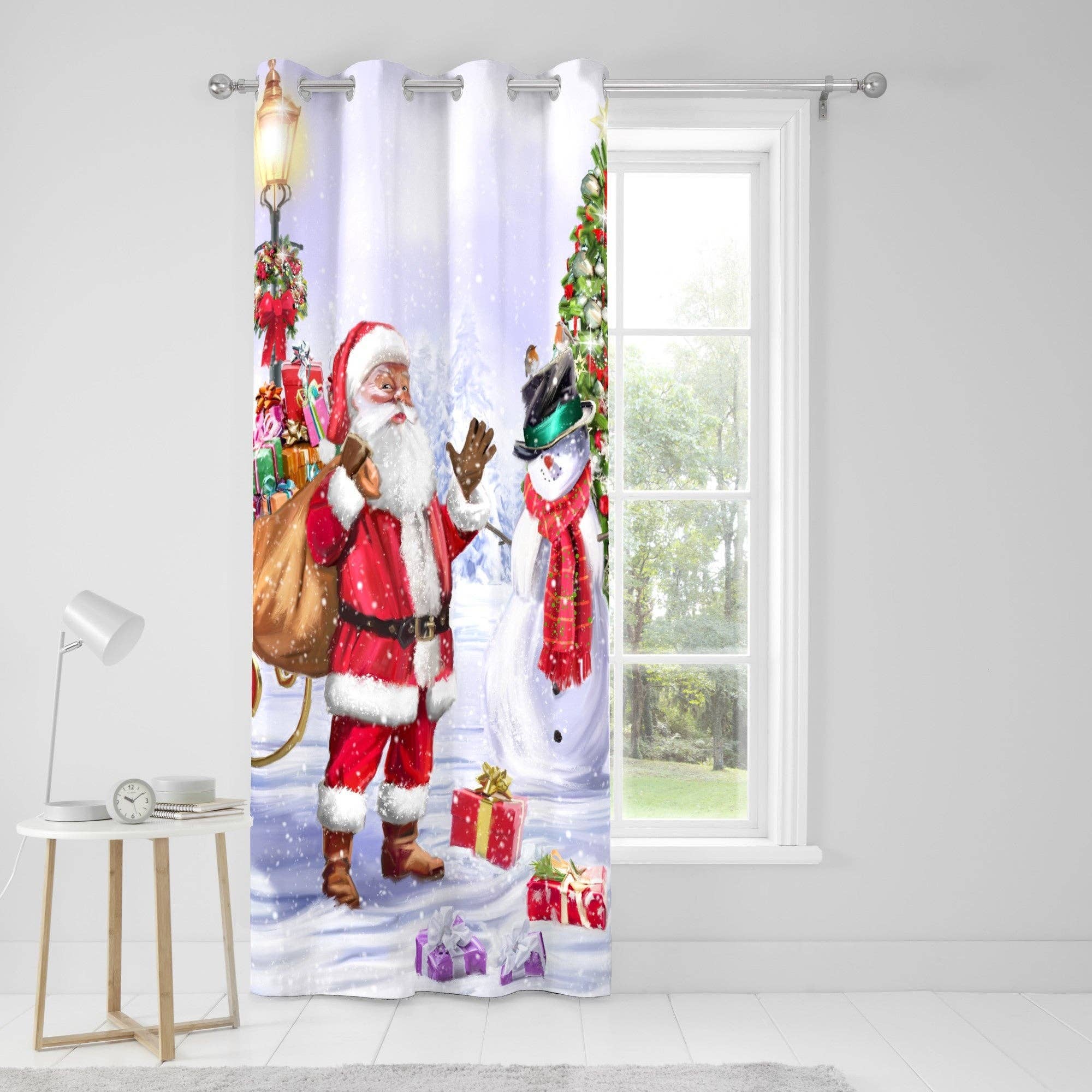 UW Home – wholesale Curtain – Christmas Santa & Snowy Door Curtain by Fusion in Multi2