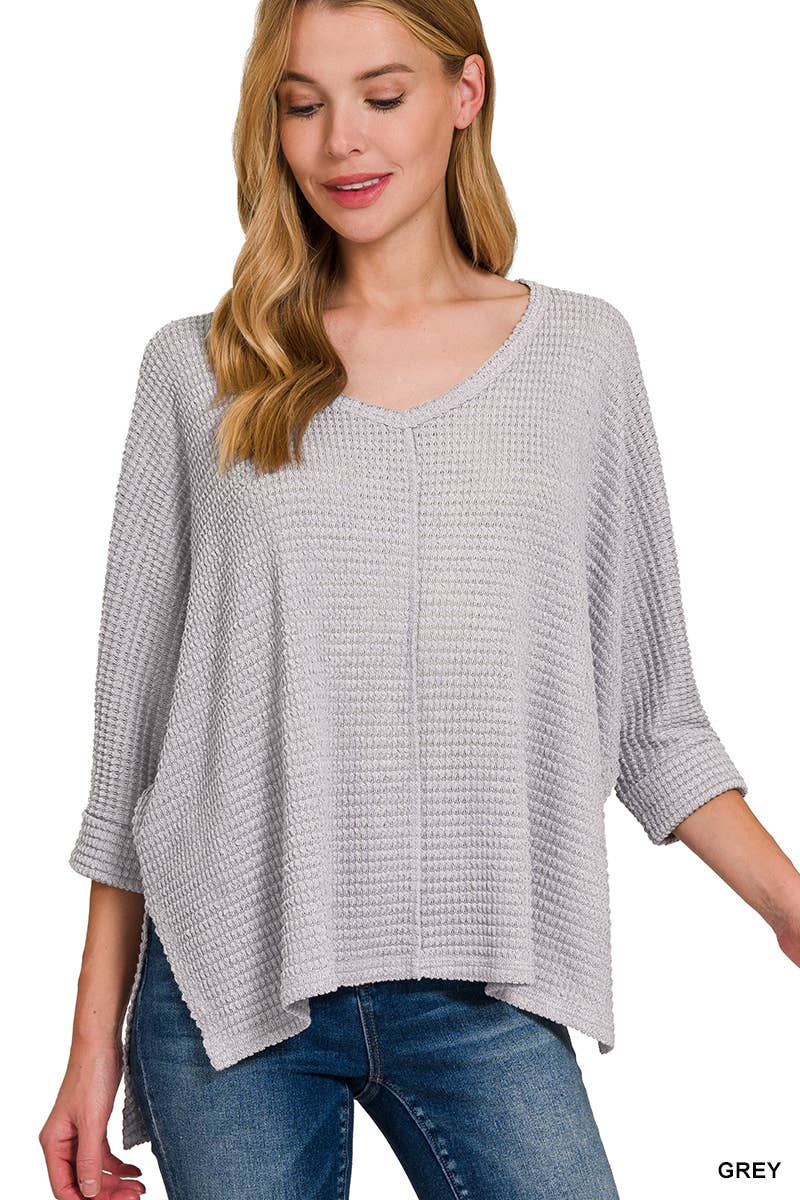 42POPS - Wholesale Knit Sweater - Women's - `.V Neck Hi Low Hem Jacquard Sweater5