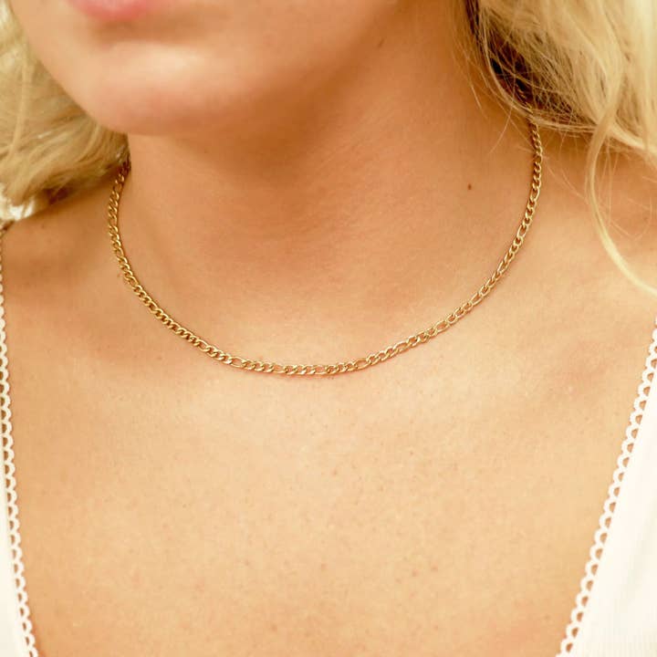WJW - Wholesale Link & Chain Necklace - 18K Gold Figaro Chain Necklace