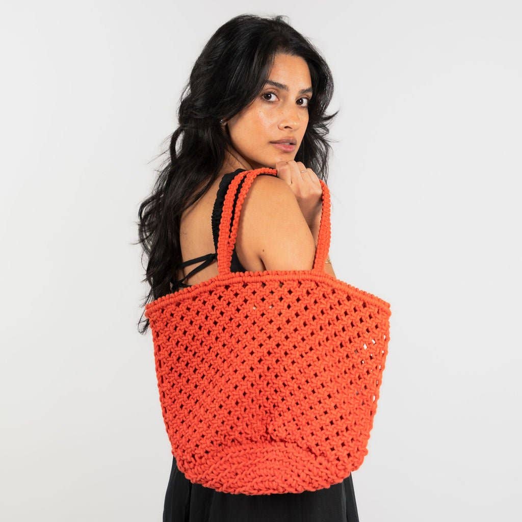 Orange Aiza Cotton Crochet Bag for wholesale on Faire1