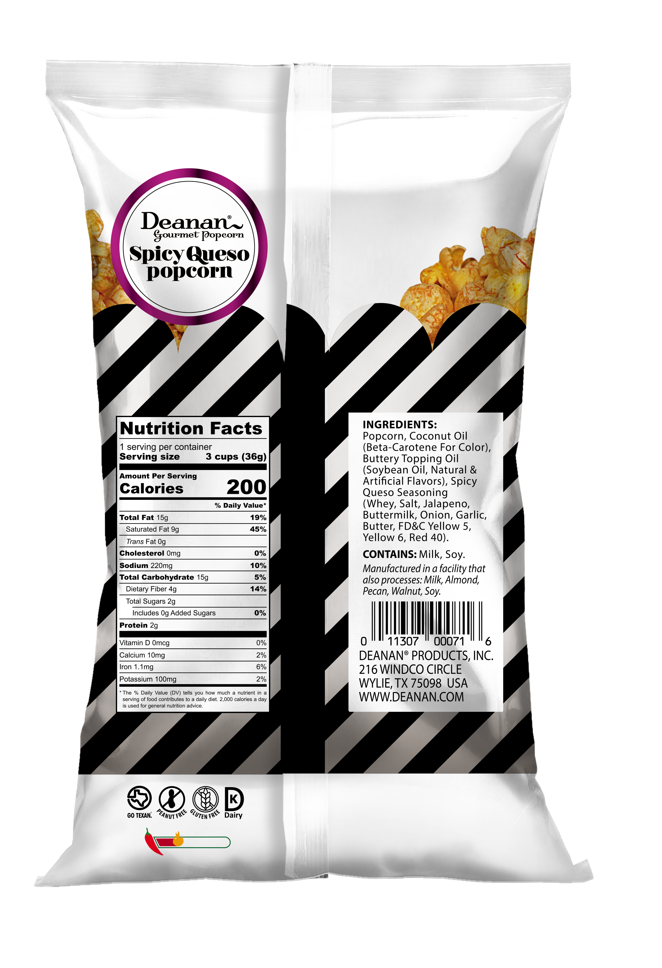 Deanan Gourmet Popcorn - Vente Pop-corn - Queso Épicé - 100 Unités - Sacs de 3 Tasses1