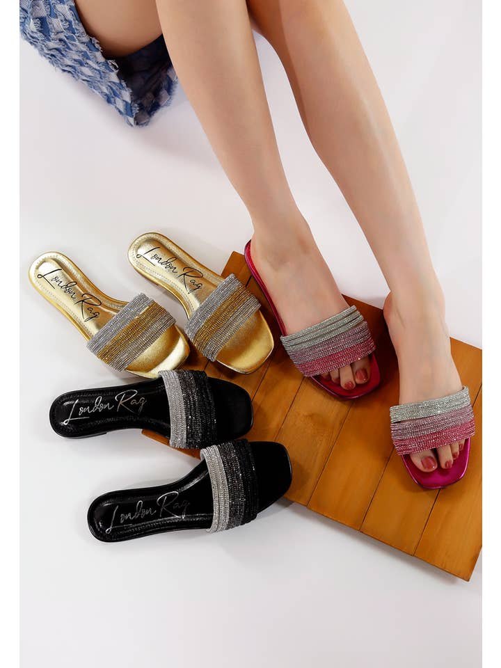 Rag Company - Wholesale Sandals – Women's - Chrisy Rhinestone Strap Slip On Flats6