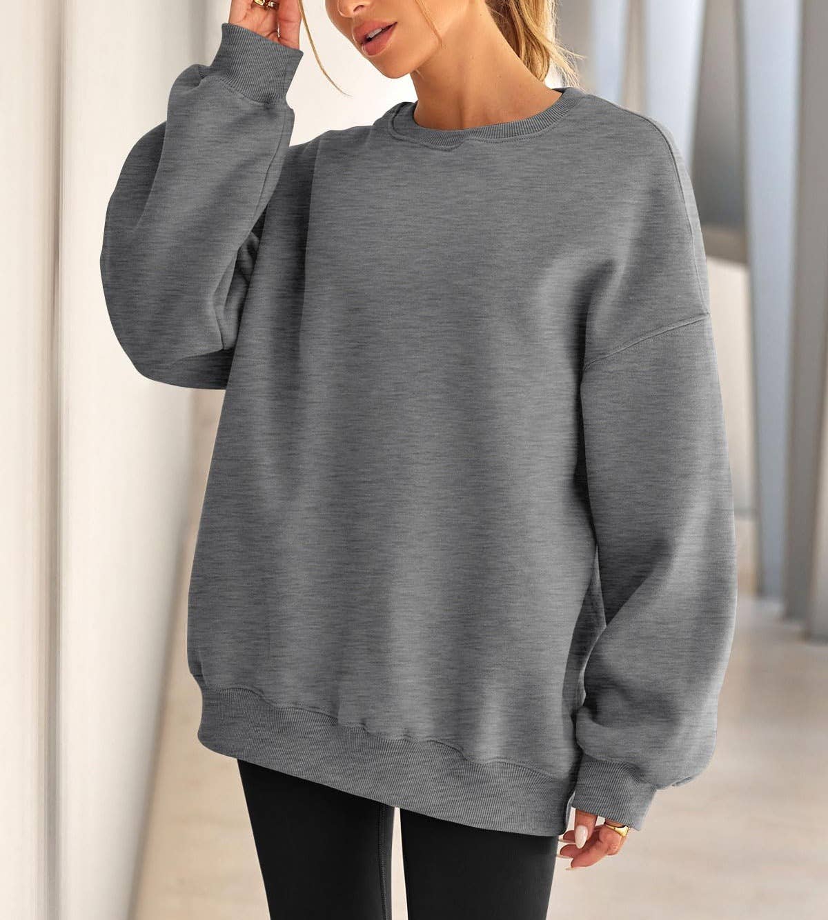 Masyal - Wholesale Sweatshirt - Women's - Women Oversize Fleece Crew Neck Sweatshirts16