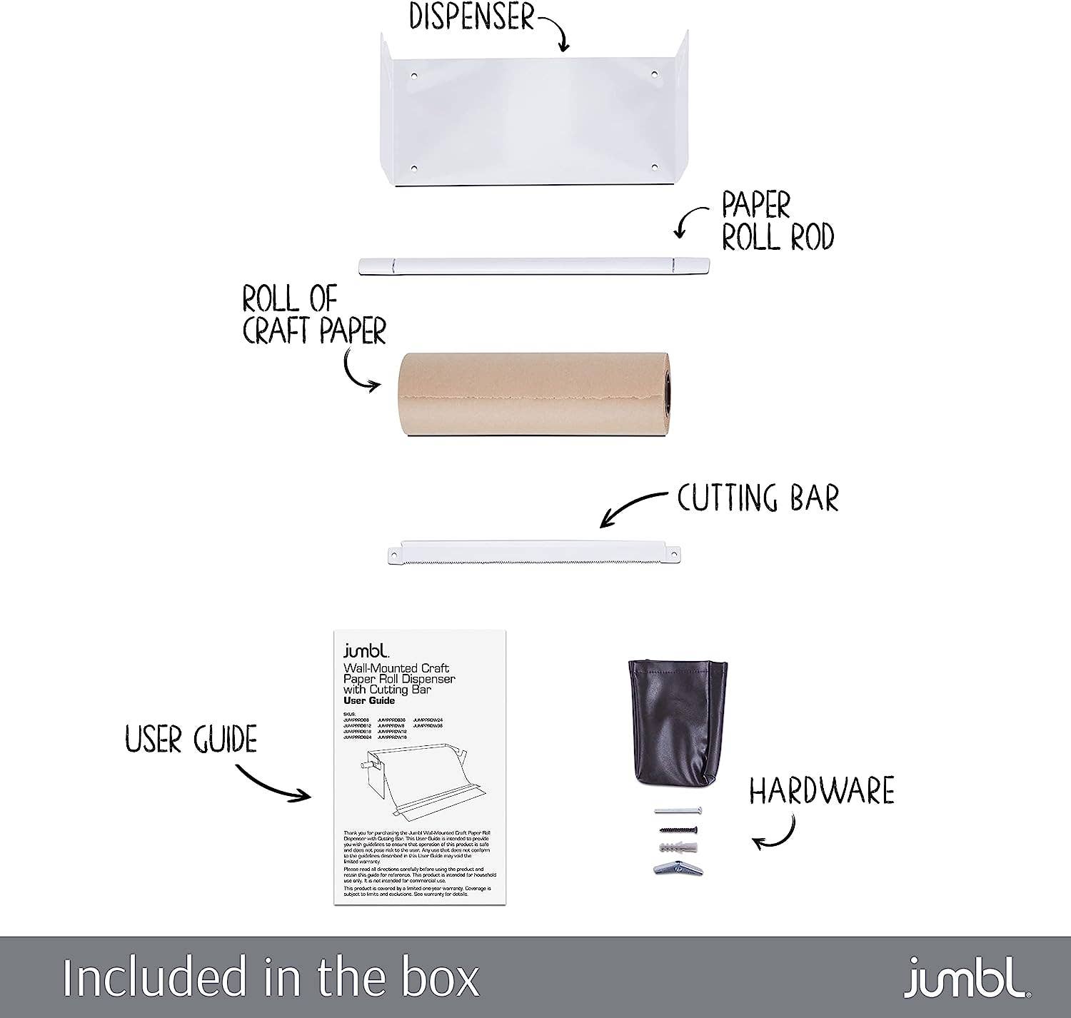 Jumbl – wholesale Paper towels – Wall Mounted Kraft Paper Dispenser with Cutter (White)4