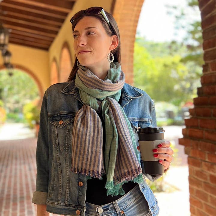 Humble Hilo - Wholesale Scarf - Women's - Humble Hilo Cumulus 100% Cotton Scarf Center Stripes8