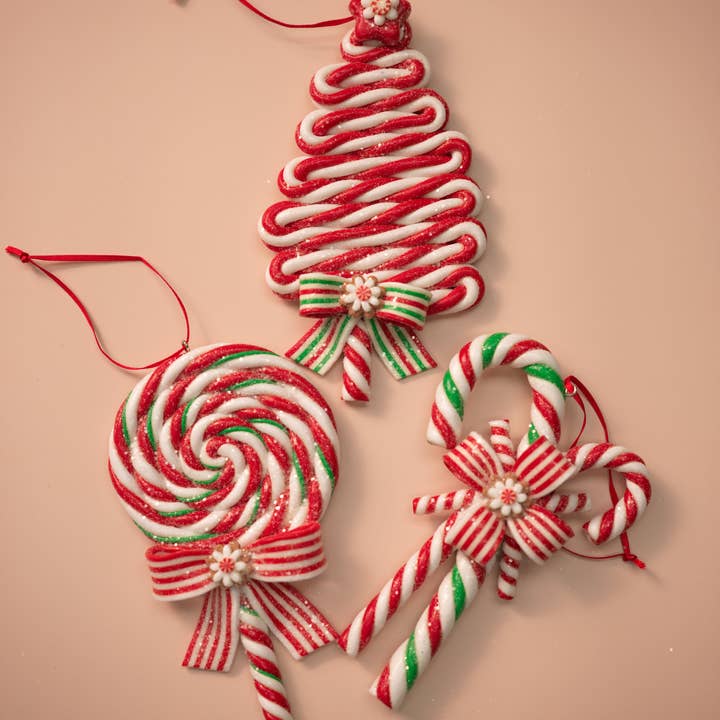 6"H Peppermint Candy Christmas Clay Dough Ornaments for wholesale by LINSPIRE