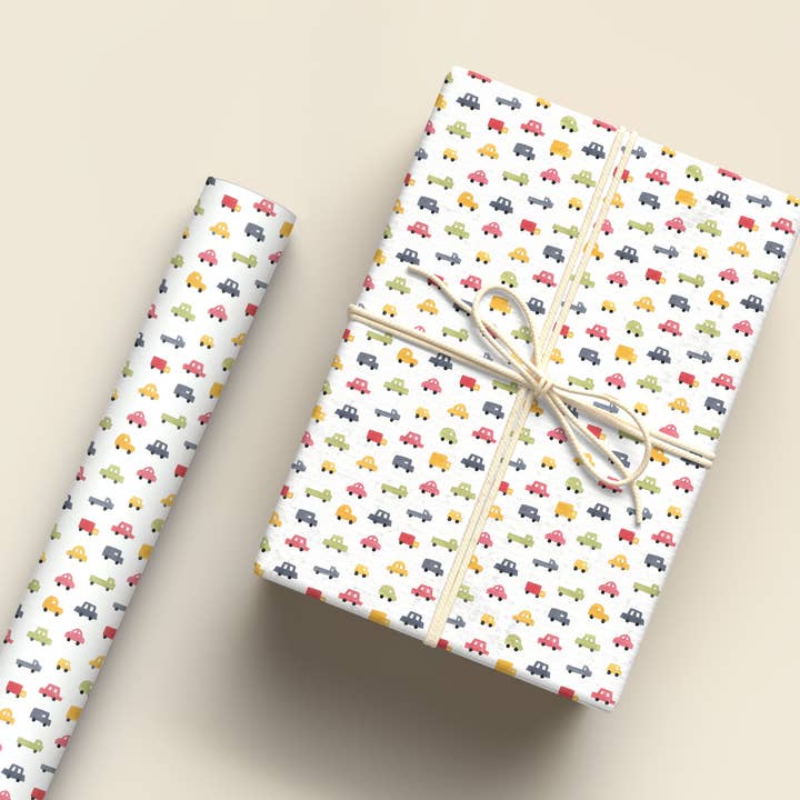 everglow handmade - Wholesale Wrapping Paper Roll - Vehicle | Colorful Car Birthday Kids Gift Wrap