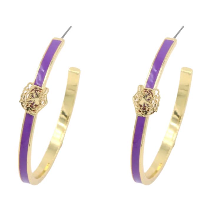 Aros tipo argolla con el logotipo de LSU para venta al por mayor de Brianna Cannon