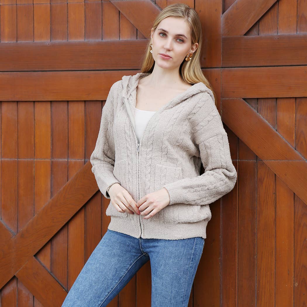 Fashion City - Vendita all'ingrosso Felpa con cappuccio - Donna - Felpa calda con cerniera monocolore tinta unita5