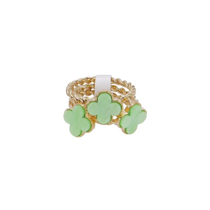 ASSORTED Clover Enamel Stackable Metal Ring - 12 Pcs for wholesale on Faire11