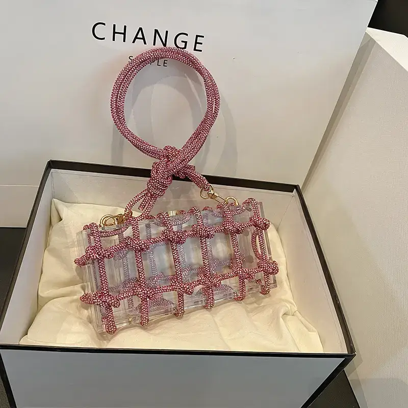 BAGS-2-SLAY – wholesale Clutch bag – women's – Crystal-Embellished Rope Acrylic Rhinestone Clutch4