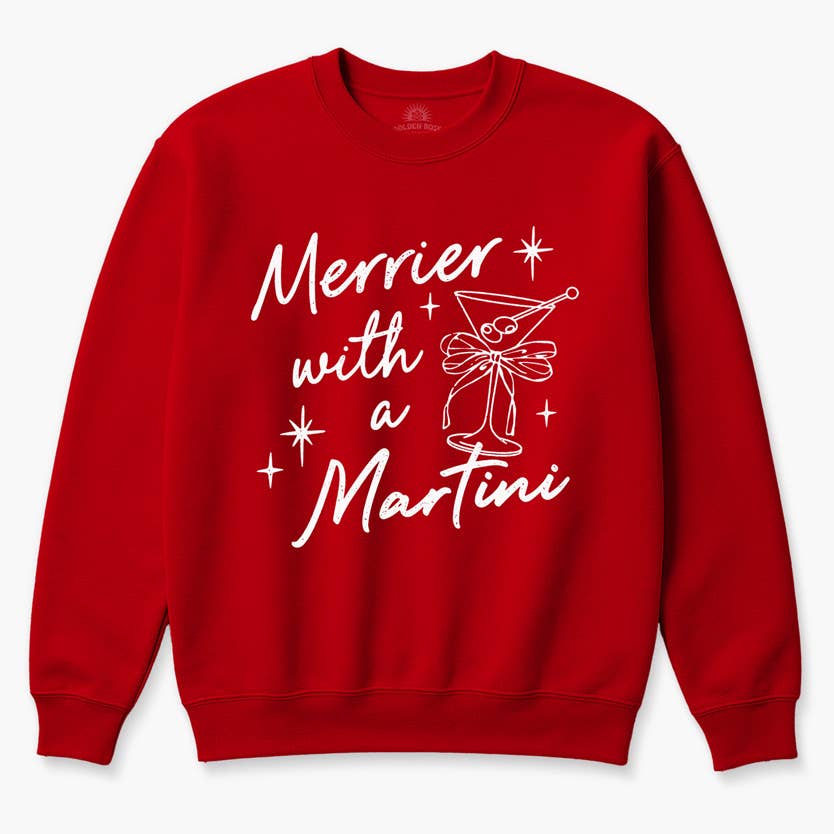Golden Rose - Wholesale Graphic Sweatshirt - Women's - Merrier with a Martini Holiday Sweater – Festive Graphic1