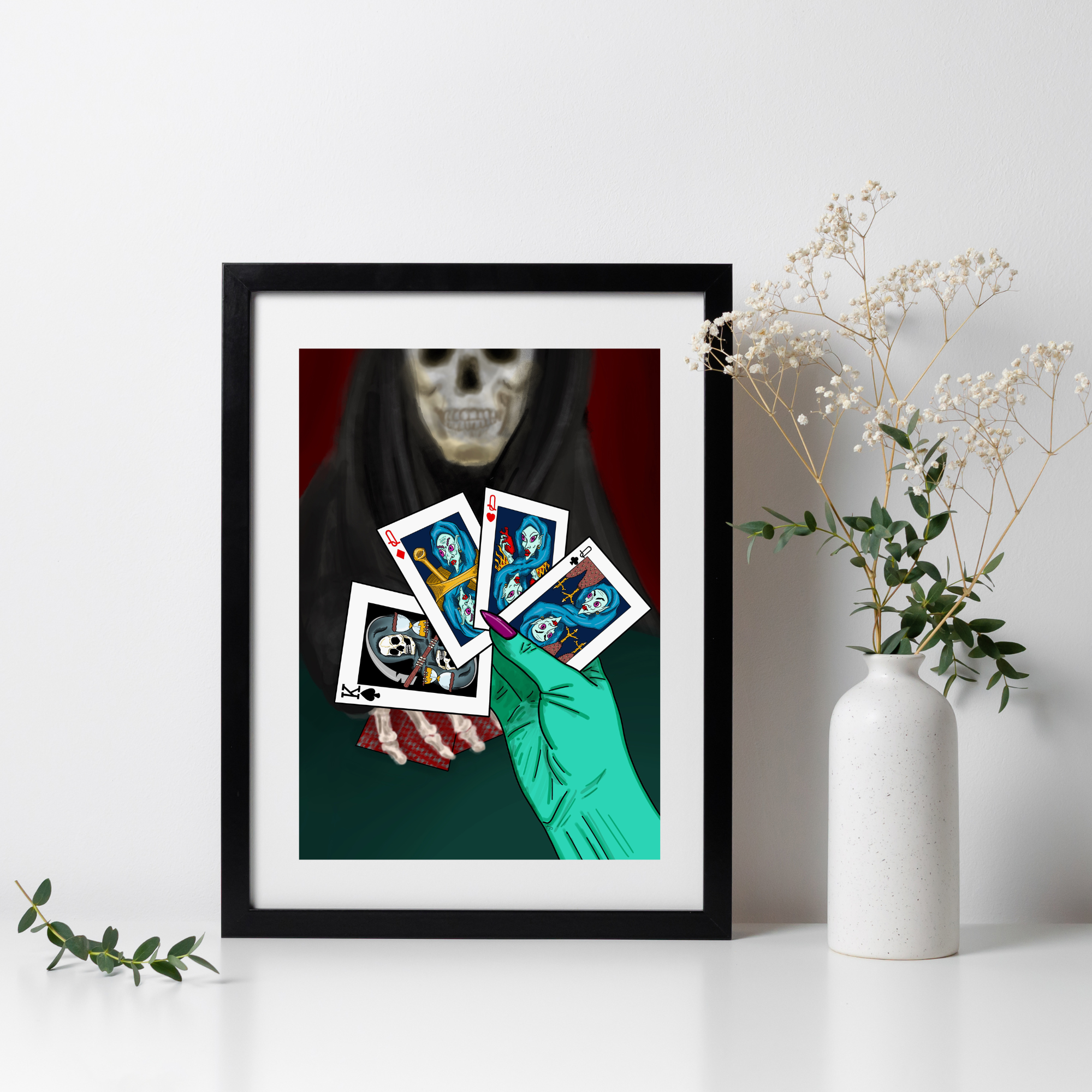 Hannah Kate Makes - Wholesale Art Print - Baba & the Reaper Art Print - A5/A4 - Baba Yaga & Death5