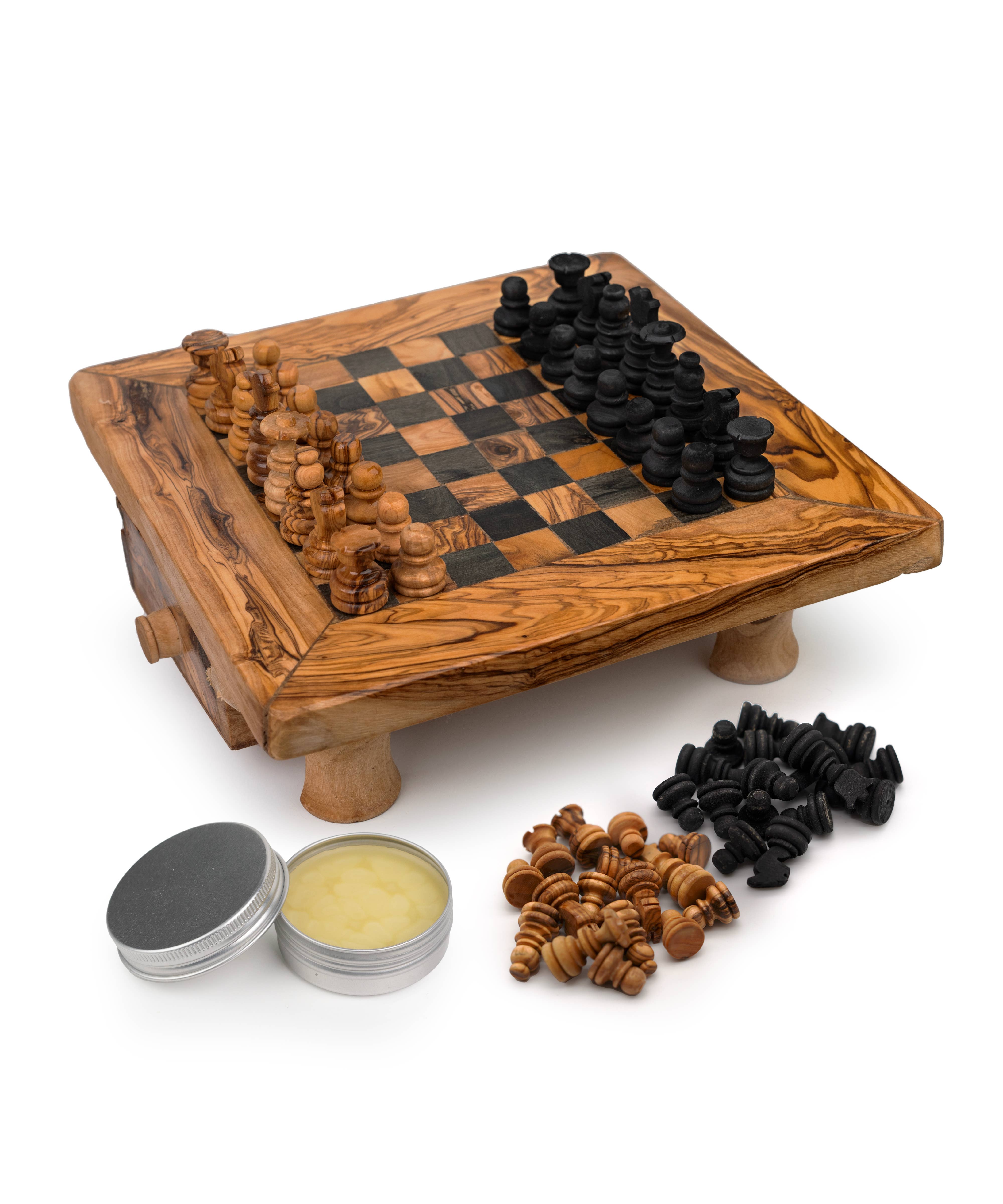 Next Day Shop - Wholesale Board Game - Square Wood Chess Set Handmade of Olive Wood, Antique Chess5
