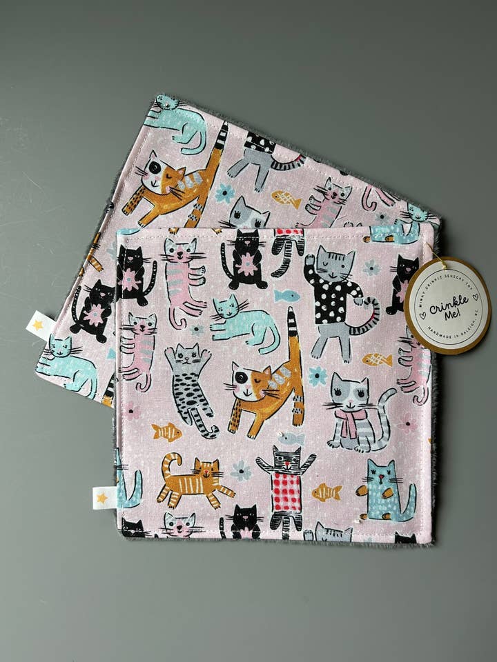 Jouet sensoriel froissé en minky pour chats et chatons cool pour la vente par Port & Starbird