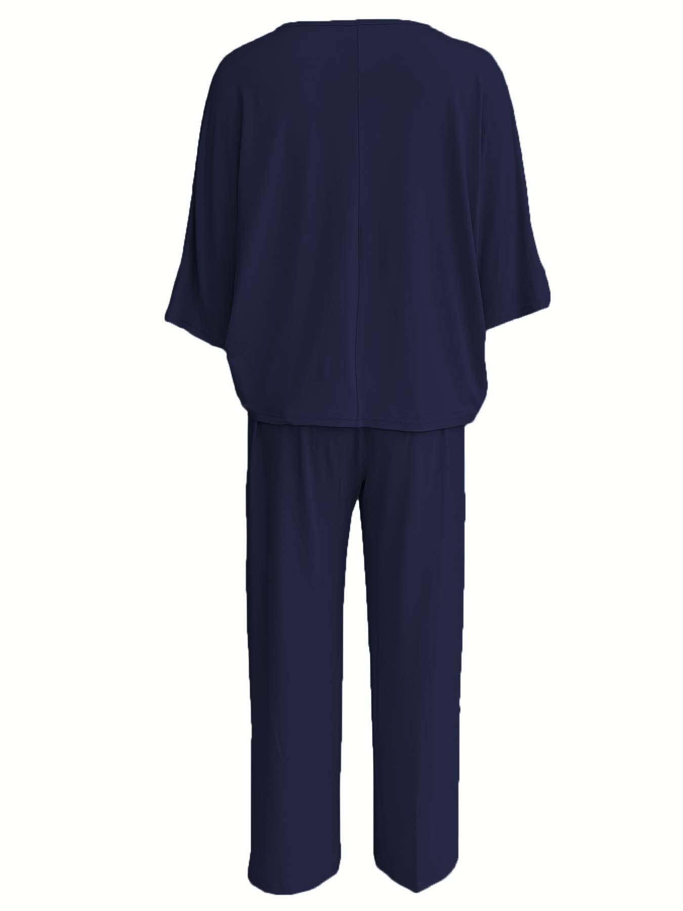 HIDDENBRAND - Wholesale Top & Pant Set (NOT Loungewear) - Women's - Lazy batwing top & wide-leg pants set loungewear11