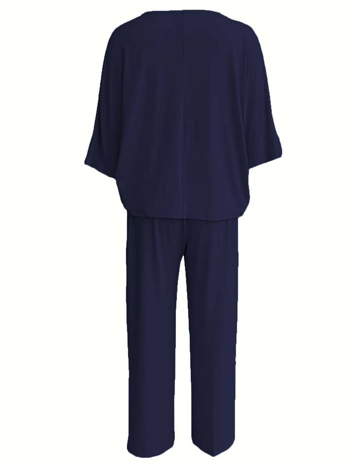 HIDDENBRAND - Wholesale Top & Pant Set (NOT Loungewear) - Women's - Lazy batwing top & wide-leg pants set loungewear11