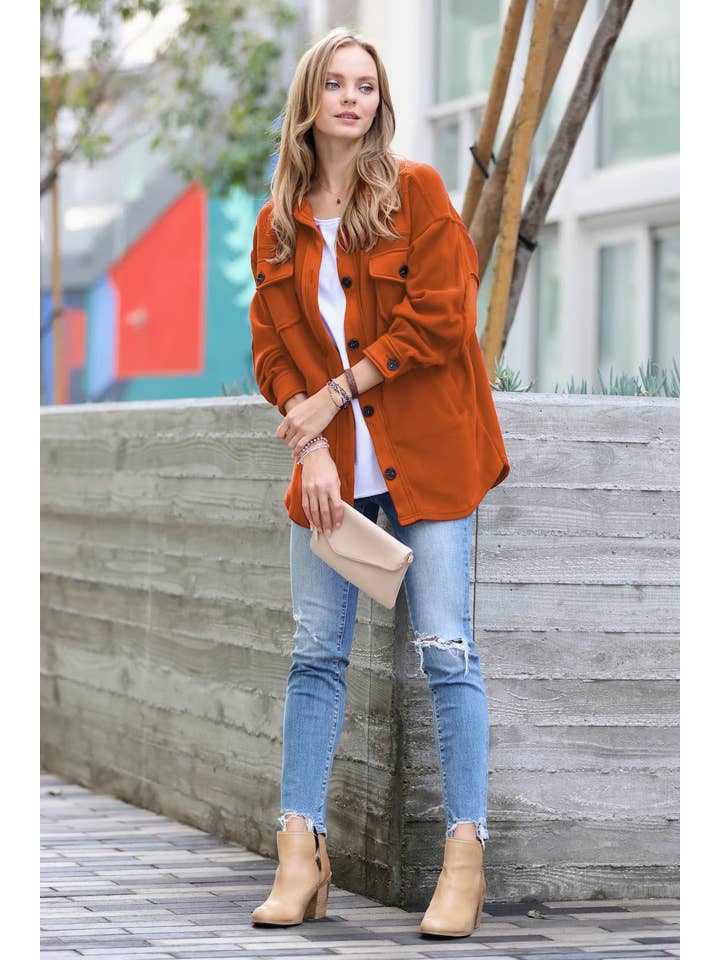 42POPS - Wholesale Shirt Jacket/Shacket - Women's - ",...FLEECE SHACKET shirt jacket w/ elbow patch11