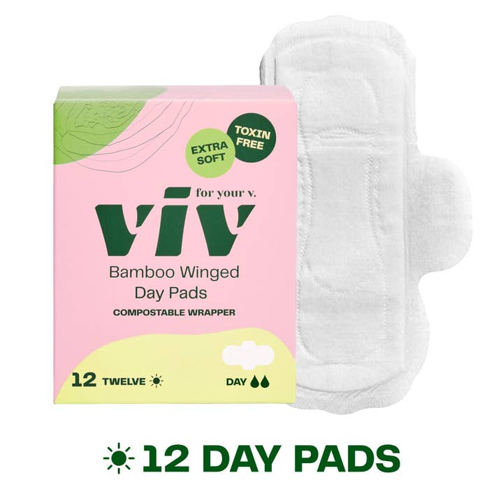Viv for your V - Wholesale Menstrual Pad/Liner - Viv Bamboo Winged Pads - Plant-Based Day & Night Pads