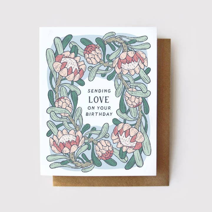 Sending Love on Your Birthday - Protea Card for wholesale by Root & Branch Paper Co.
