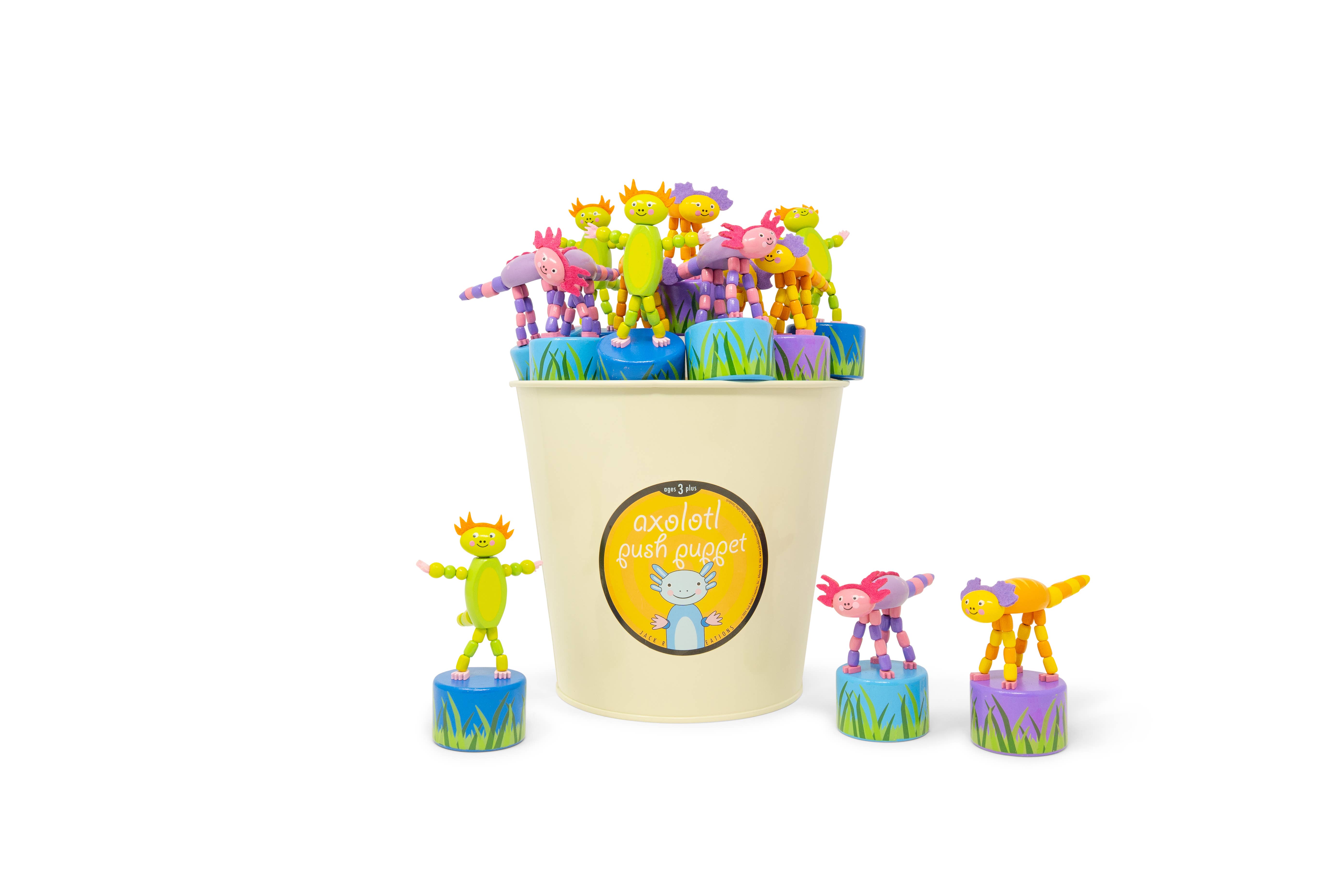 Jack Rabbit Creations - Wholesale Wood Toy - Kids - Axolotl Push Puppet Refill - Set of 241