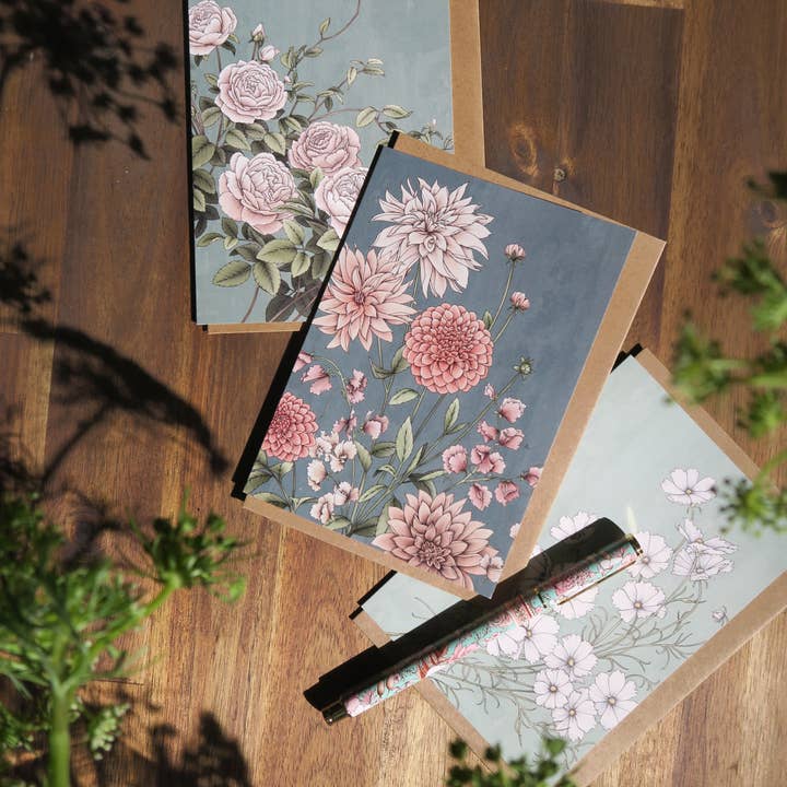 Typoflora - Wholesale Everyday Greeting Card - Dahlias Portrait Card