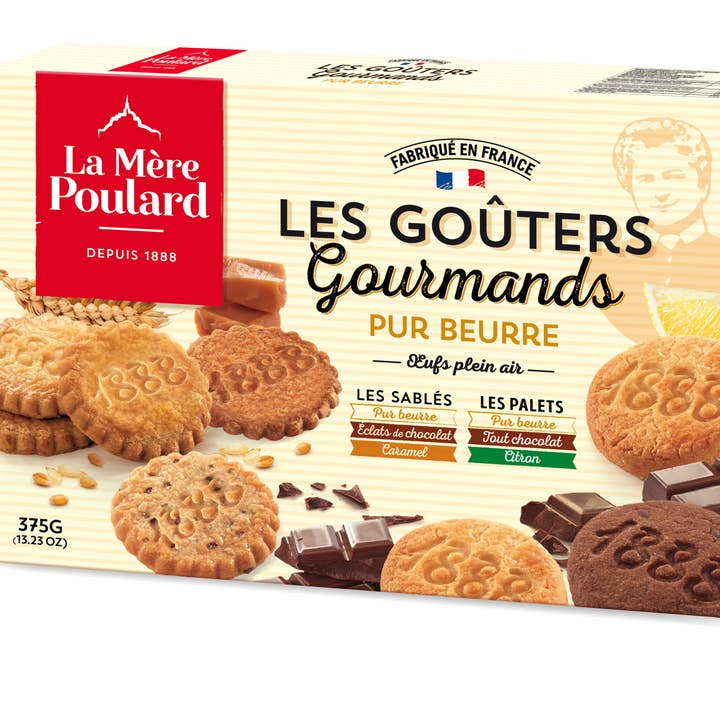 Caixa de papelão 1888 sortimento 375g por atacado de Biscuiterie La Mère Poulard