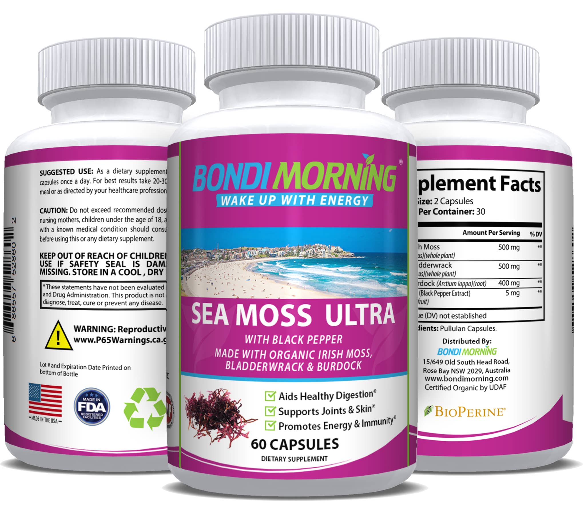Bondi Morning - Wholesale Oral Supplement/Vitamin - Sea Moss Ultra With Black Pepper, 60 Capsules3